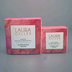 2 NIB Laura Geller PINK BUTTERCREAM Baked Blush-N-Brighten Reg .16 + Mini .08